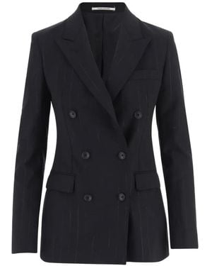 Tagliatore Pinstripe Double-Breasted Blazer - Black