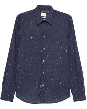 Paul Smith Long-Sleeves Abstract-Print Shirt - Blue