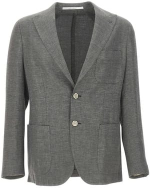 Eleventy Single-Breasted Peak-Lapel Blazer - Gray