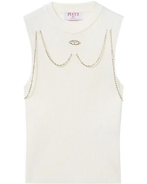 PUCCI Top Met Logoplakkaat - Naturel