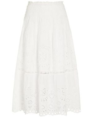 LoveShackFancy Mallow A-Line Midi Skirt - White