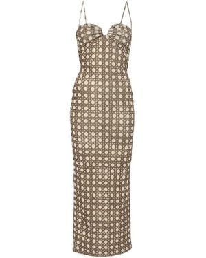 Nanushka Polka-Dot Draped Maxi Dress - White