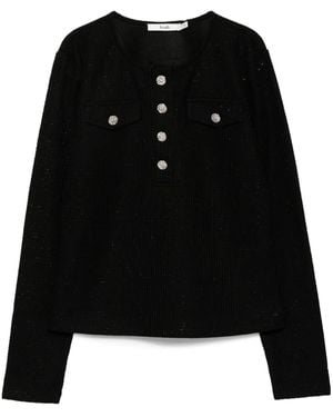 B+ AB Henley Knitted Top - Black