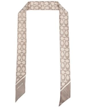 COACH Pañuelo De Seda Con Estampado Característico - Blanco