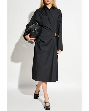 Loewe Viscose Belted Dress in Black | Lyst