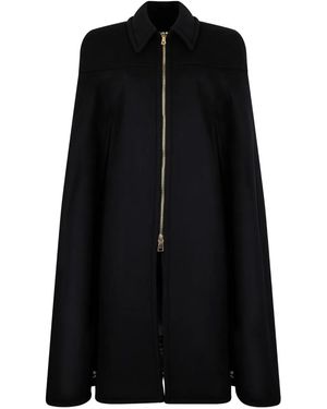 Roberto Cavalli Zip-Front Shoulder-Padded Cape - Black