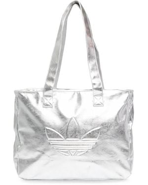 adidas Metallic-Effect Logo-Embossed Tote Bag - White