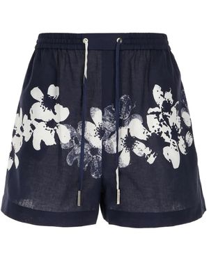 Iceberg Floral-Print Linen Shorts - Blue