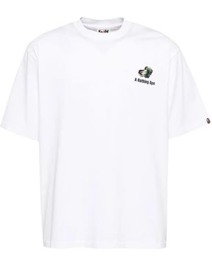 A Bathing Ape T-Shirt Abc Ampia Con Camouflage - Bianco