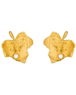 Oscar de la Renta Leaf-Shaped Earrings - Metallic
