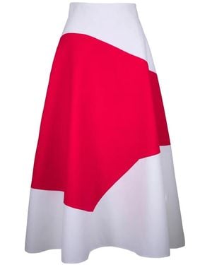 Akris Falda Acampanada Con Diseño Colour Block - Rojo