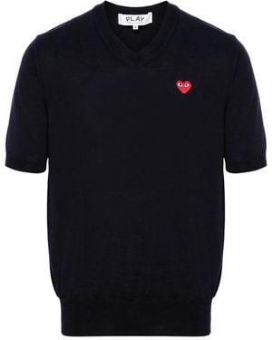 COMME DES GARÇONS PLAY Heart-Patch Wool Jumper - Blue