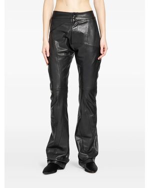 Yehuafan Panelled Leather Trousers - Black