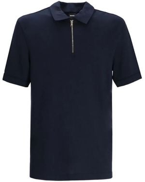 BOSS Polo Con Zip - Blu