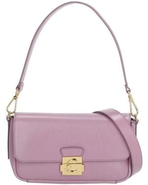 Coccinelle Medium C-Me Lock Leather Shoulder Bag - Purple