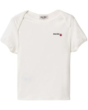 Miu Miu X Petit Bateau T-Shirt Met Borduurwerk - Wit