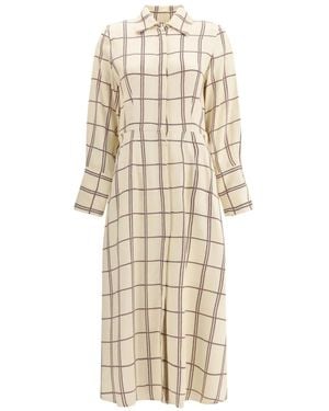 CRI.DA Kariertes Bordeaux Twill-Hemdkleid - Natur
