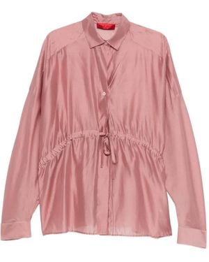 Thelatest Drawstring Buttoned Shirt - Pink