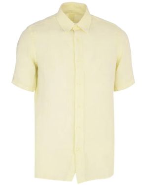 120% Lino Chemise À Manches Courtes - Yellow