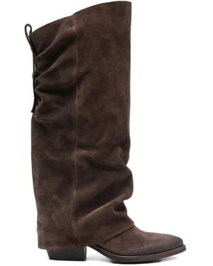 GISÉL MOIRÉ シャーリング ブーツ - ブラウン