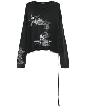 Ann Demeulemeester プリント Tシャツ - ブラック
