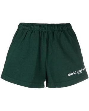 Sporty & Rich Logo-Print Track Shorts - Green