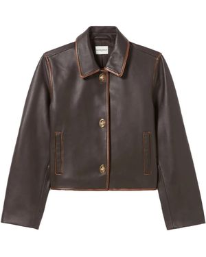 Claudie Pierlot Cropped Leather Jacket - Brown