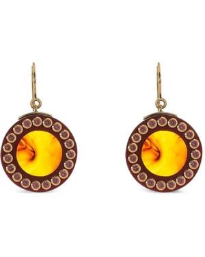 Mark Davis 18K Garnet Bakelite Earrings - Yellow