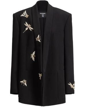 Balmain Chaqueta Con Insecto Bordado - Negro