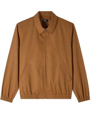 A.P.C. Gilbert Logo-Embroidered Zip-Up Jacket - Brown