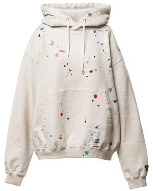 Maison Mihara Yasuhiro Sudadera Con Capucha Y Pegatinas Estampadas - Blanco