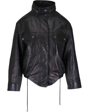 Michael Kors Chest-Pockets Leather Jacket - Black