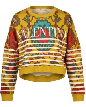 Valentino Garavani Floral Stripe Sweatshirt - Yellow
