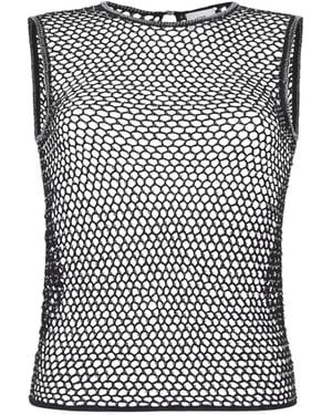 Adam Lippes Gwen Open-Knit Top - Black