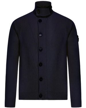Stone Island Gerippter Pullover Mit Knöpfen - Blau