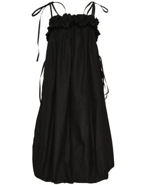 Lee Mathews Rosie Ruffled Tie-Fastening Midi Dress - Black