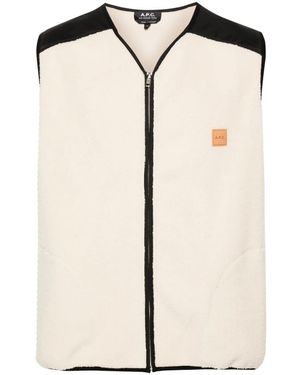 A.P.C. Nate Colour-Block Fleece Gilet - Natural