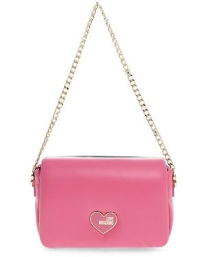 Moschino Love Heart-Plaque Cross Body Bag - Pink