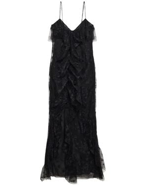Blumarine Lace-Patterned Ruffled Dress - Black