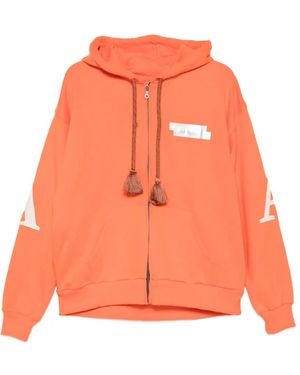 Al Ain Tassel-Detail Zip-Up Hoodie - Orange