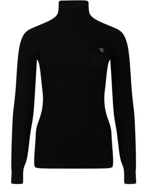 Elisabetta Franchi Ribbed-Knit Roll-Neck Jumper - Black