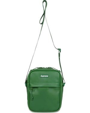 Supreme Bolso Messenger De Piel Con Sello Del Logo - Verde