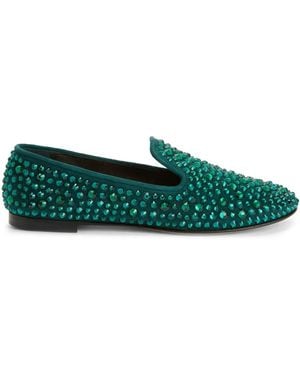 Giuseppe Zanotti Evangeline Crystal-Embellished Loafers - Green