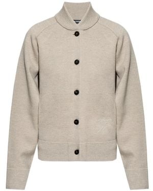 Jacquemus Pull Boutonné À Logo Brodé - White