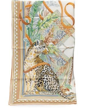 Ferragamo Leopard-Print Scarf - Orange