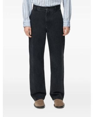 Loewe Vaqueros Rectos Con Parche De Piel - Negro