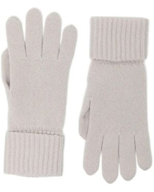 N.Peal Cashmere Guantes Con Puños De Canalé - Blanco