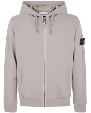 Stone Island 6100067 Brushed Organic Cotton Fleece Hooded Sweatshirt - Grijs