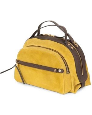 Borbonese Suede Leather-Trim Tote Bag - Yellow