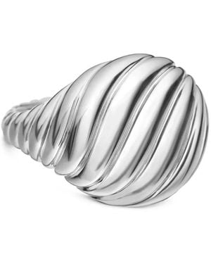 David Yurman Sterling Zilveren Sculpted Cable Pinkring (13Mm) - Wit